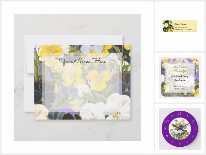 Violet and Pansy Vintage Floral Art