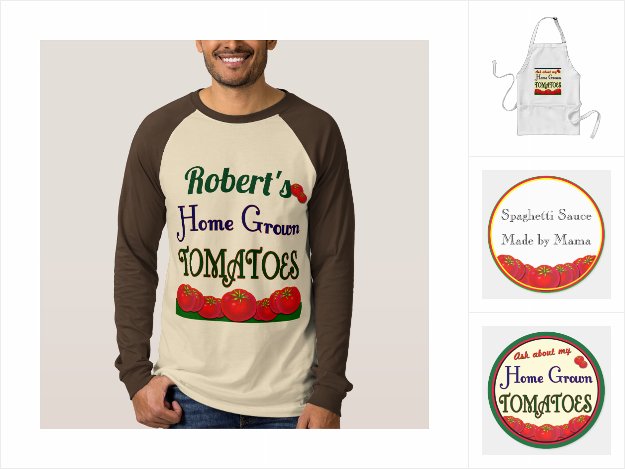 Home Grown Tomatoes Gardener Art on Tees, Stickers